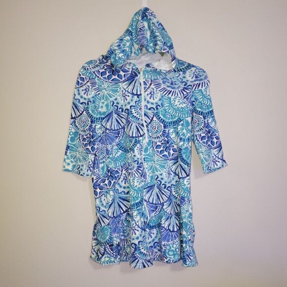 LILLY PULITZER GIRLS 12/14 SWIMSUIT COVER UP BLUE AND WHITE - Picture 1 of 4